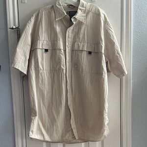 Vintage 90s Eddie Bauer Legend Tan Button Down Shirt Large Tall Gorpcore Fishing